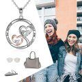 wholesale 925 Sterling Silver Double Heart Pendant Necklace with Cubic Zirconia and Engraved Message Always My Sister Forever my Friend for Women-0-1