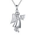 wholesale 925 Sterling Silver Guardian Angel Heart Pendant Necklace for Women-0-0