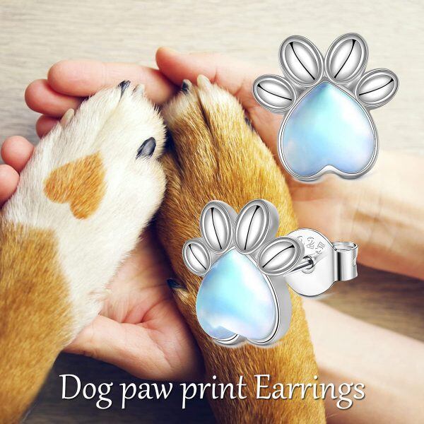 Sterling Silver Dog Paw Print Earrings-1