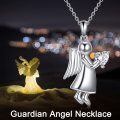 wholesale 925 Sterling Silver Guardian Angel Heart Pendant Necklace for Women-0-4