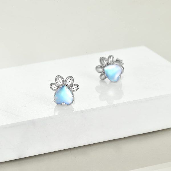 Sterling Silver Dog Paw Print Earrings-3