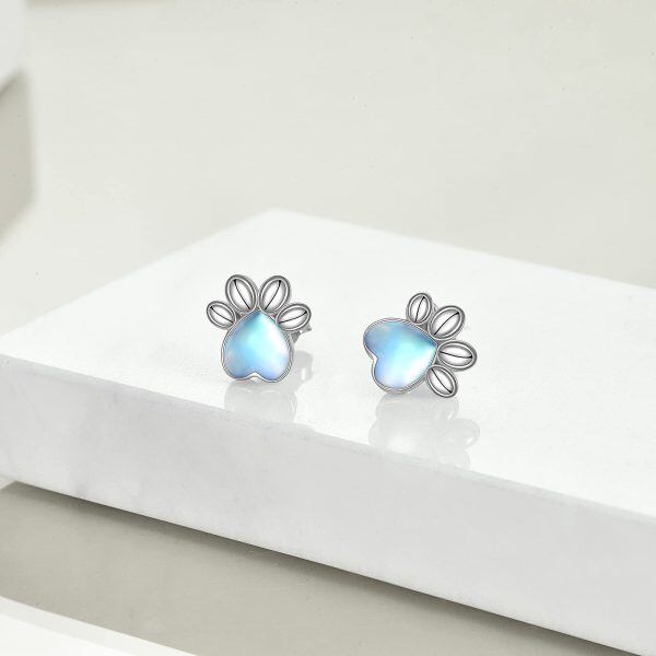 Sterling Silver Dog Paw Print Earrings-4