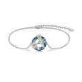 wholesale 925 Sterling Silver 925 Blue Crystal Hummingbird & Flower Charm Bracelet for Women-0-0