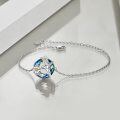 wholesale 925 Sterling Silver 925 Blue Crystal Hummingbird & Flower Charm Bracelet for Women-0-3