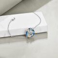 wholesale 925 Sterling Silver 925 Blue Crystal Hummingbird & Flower Charm Bracelet for Women-0-4