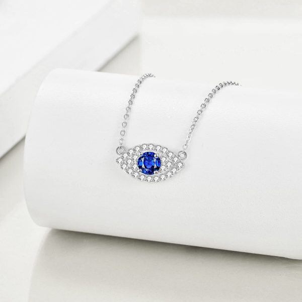 Sterling Silver Evil Eye Pendant Necklace-4