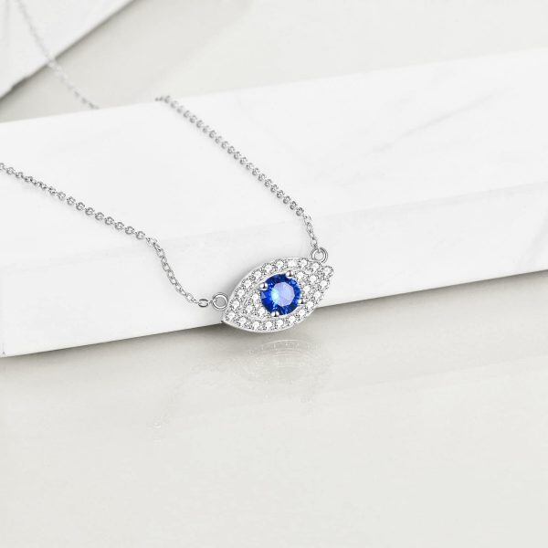 Sterling Silver Evil Eye Pendant Necklace-5