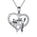 wholesale 925 Sterling Silver Raccoon Heart Mother & Child Pendant Necklace for Women-0-0