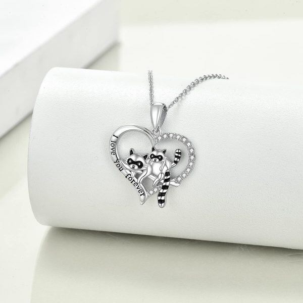 Sterling Silver Raccoon Heart Necklace-3