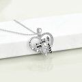 wholesale 925 Sterling Silver Raccoon Heart Mother & Child Pendant Necklace for Women-0-4