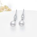 wholesale 925 Sterling Silver Freshwater Pearl Drop Earrings with Cubic Zirconia Accents for Women-0-2