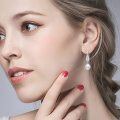 wholesale 925 Sterling Silver Freshwater Pearl Drop Earrings with Cubic Zirconia Accents for Women-0-4