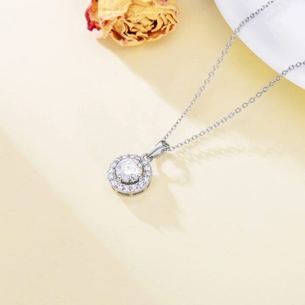 Sterling Sliver Moissanite Necklace-2