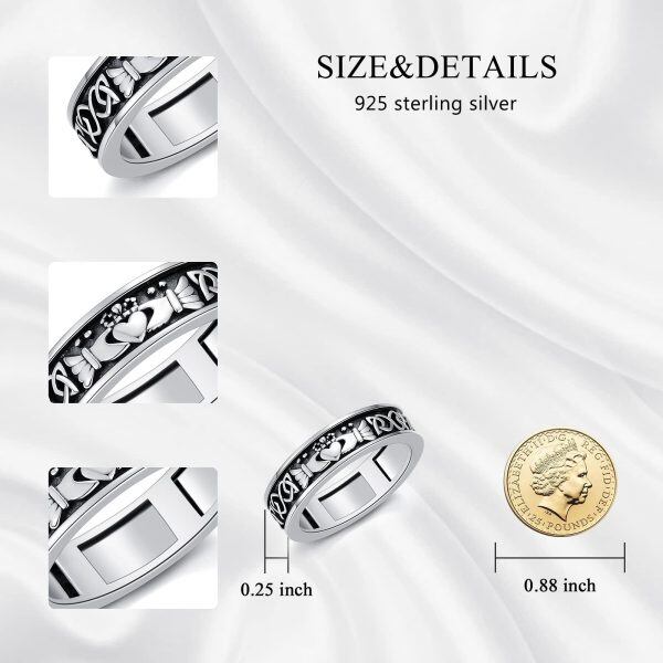 Sterling Silver Irish Claddagh Band Love Rings -4