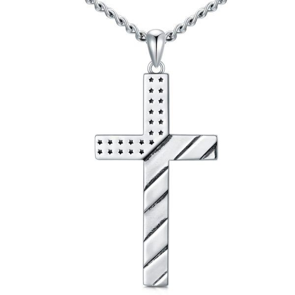 Sterling Silver Cross Pendant Necklace-0