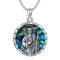 wholesale 925 Sterling Silver Abalone Shell Saint Jude Pendant Necklace  for Men-0-0