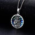 wholesale 925 Sterling Silver Abalone Shell Saint Jude Pendant Necklace  for Men-0-2