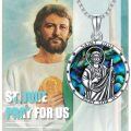 wholesale 925 Sterling Silver Abalone Shell Saint Jude Pendant Necklace  for Men-0-5