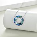 wholesale 925 Sterling Silver Round Blue Crystal Pendant Necklace for Women-0-3