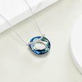 wholesale 925 Sterling Silver Round Blue Crystal Pendant Necklace for Women-0-4
