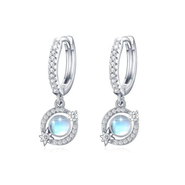 Sterling Silver Moonstone Dangling Earrings-0