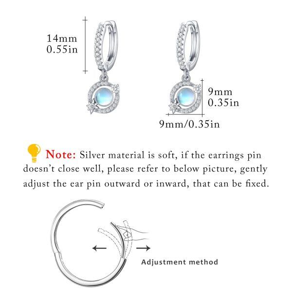 Sterling Silver Moonstone Dangling Earrings-3