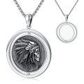 wholesale 925 Sterling Silver Indian Chief Headgear Skull Locket Pendant Necklace-0-0