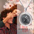 wholesale 925 Sterling Silver Indian Chief Headgear Skull Locket Pendant Necklace-0-2