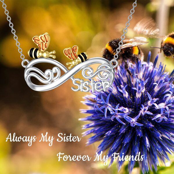 Sterling Silver Infinity Love Always My Sister Forever My Friends Necklace-5