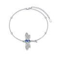 wholesale 925 Sterling Silver Blue Crystal Dragonfly Ankle Anklet for Women-0-0