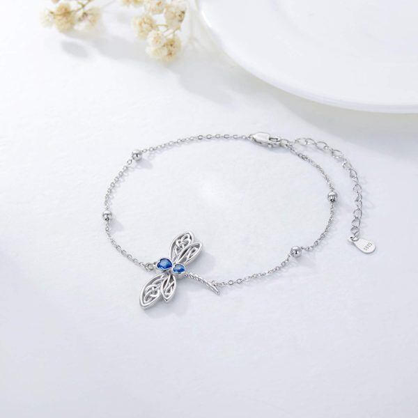 Sterling Silver Dragonfly Anklet Bracelet -3