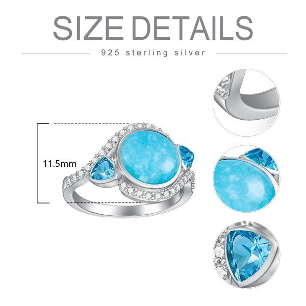 Sterling Silver Round Shaped Natural Turquoise Ring-1