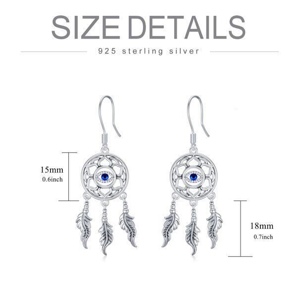 Sterling Silver Evil Eye Dangle Earrings -4