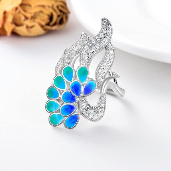 Sterling Silver Dainty Peacock Wrap Ring -1