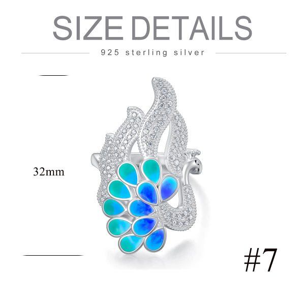 Sterling Silver Dainty Peacock Wrap Ring -3