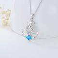 wholesale 925 Sterling Silver Blue Fire Opal Compass Anchor Pendant Necklace for Women-0-2