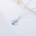 wholesale 925 Sterling Silver Blue Fire Opal Compass Anchor Pendant Necklace for Women-0-3