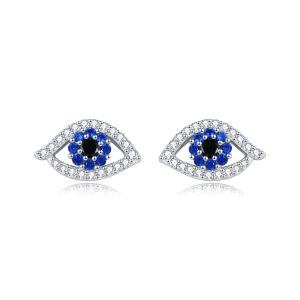 Sterling Silver Evil Eye Stud Earrings-0