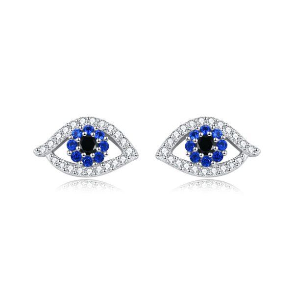 Sterling Silver Evil Eye Stud Earrings-0