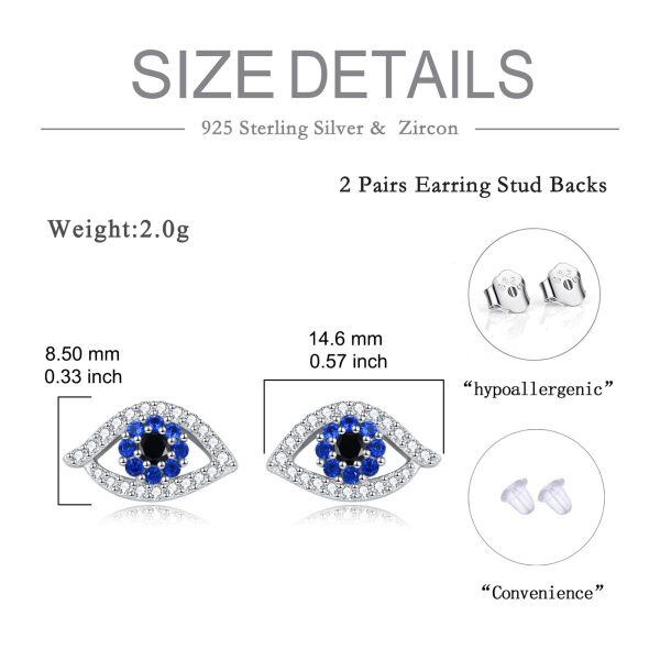 Sterling Silver Evil Eye Stud Earrings-3