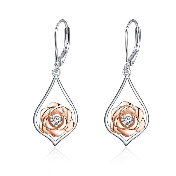 Sterling Silver Rose Earrings-0