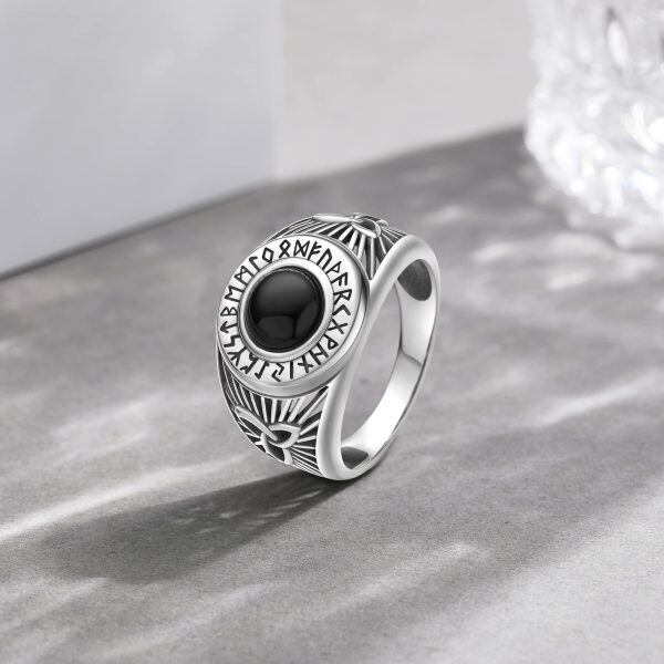 Sterling Silver Viking Black Pirate Onyx Ring-2