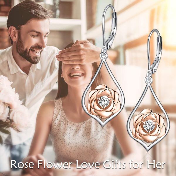 Sterling Silver Rose Earrings-1