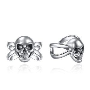 Sterling Silver Skull Ear Cuff Earrings -0