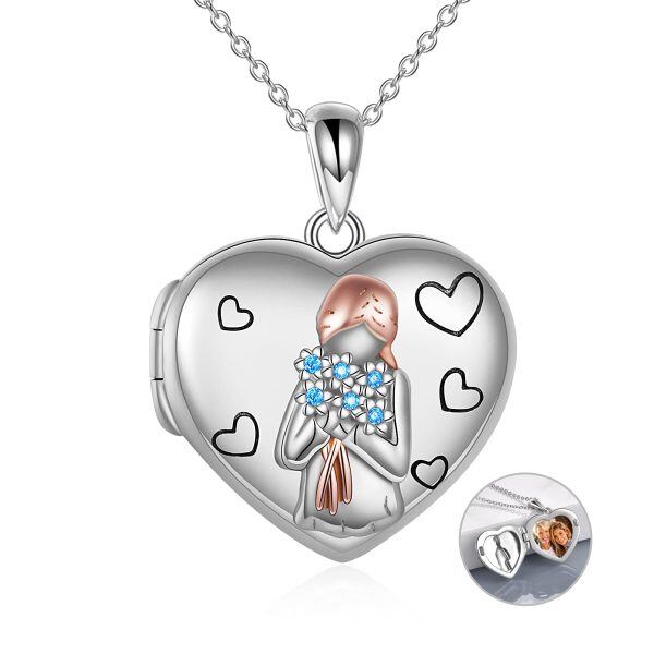 Sterling Silver Girl And Flower Necklace-0