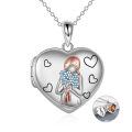 wholesale 925 Sterling Silver Heart-Shaped Memorial Girl and Flowers Photo Locket Pendant Necklace for Women-0-0