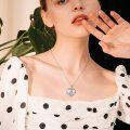 wholesale 925 Sterling Silver Heart-Shaped Memorial Girl and Flowers Photo Locket Pendant Necklace for Women-0-1
