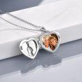 wholesale 925 Sterling Silver Heart-Shaped Memorial Girl and Flowers Photo Locket Pendant Necklace for Women-0-4