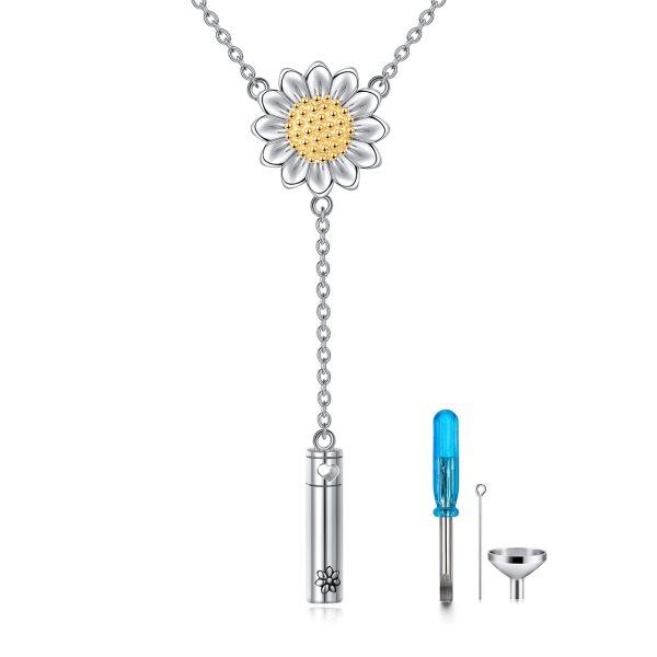 Sterling Silver Sunflower Urn Necklace-0