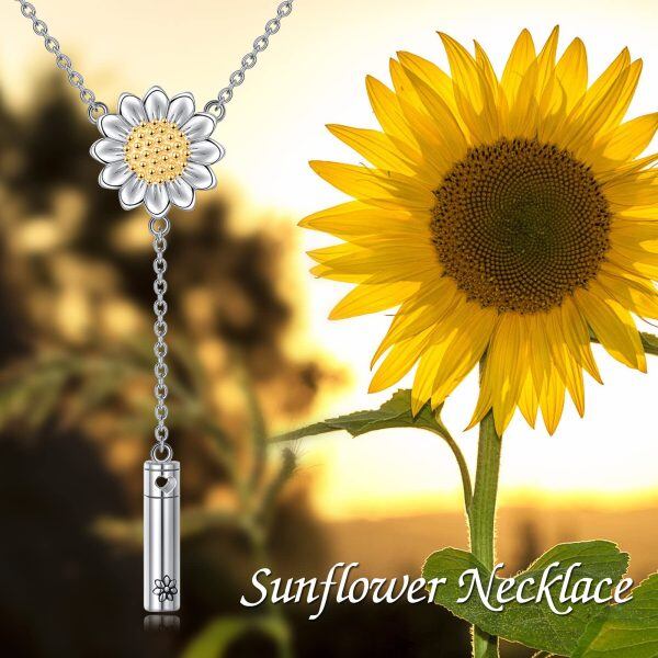 Sterling Silver Sunflower Urn Necklace-2